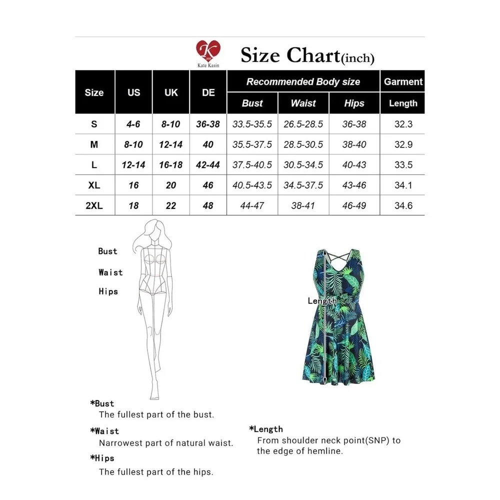 Kate Kasin Two Piece Swimdress 2XL NWT Tummy Control Swim Skirt Set